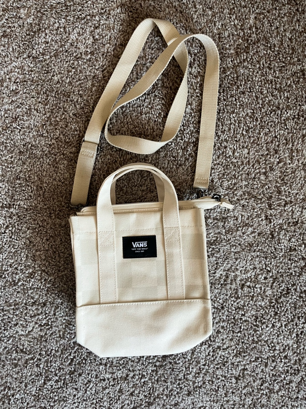 Vans Cream Canvas Mini Crossbody Tote